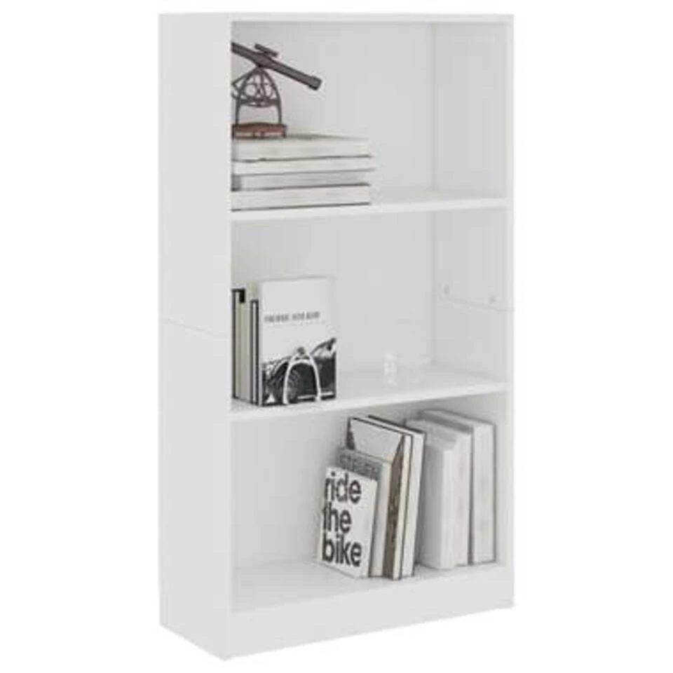VidaXL Boekenkast Met 3 Schappen 60x24x109 Cm Bewerkt Hout Wit - Afbeelding 2