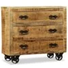 VidaXL Dressoir Met 3 Lades Ruw Mangohout