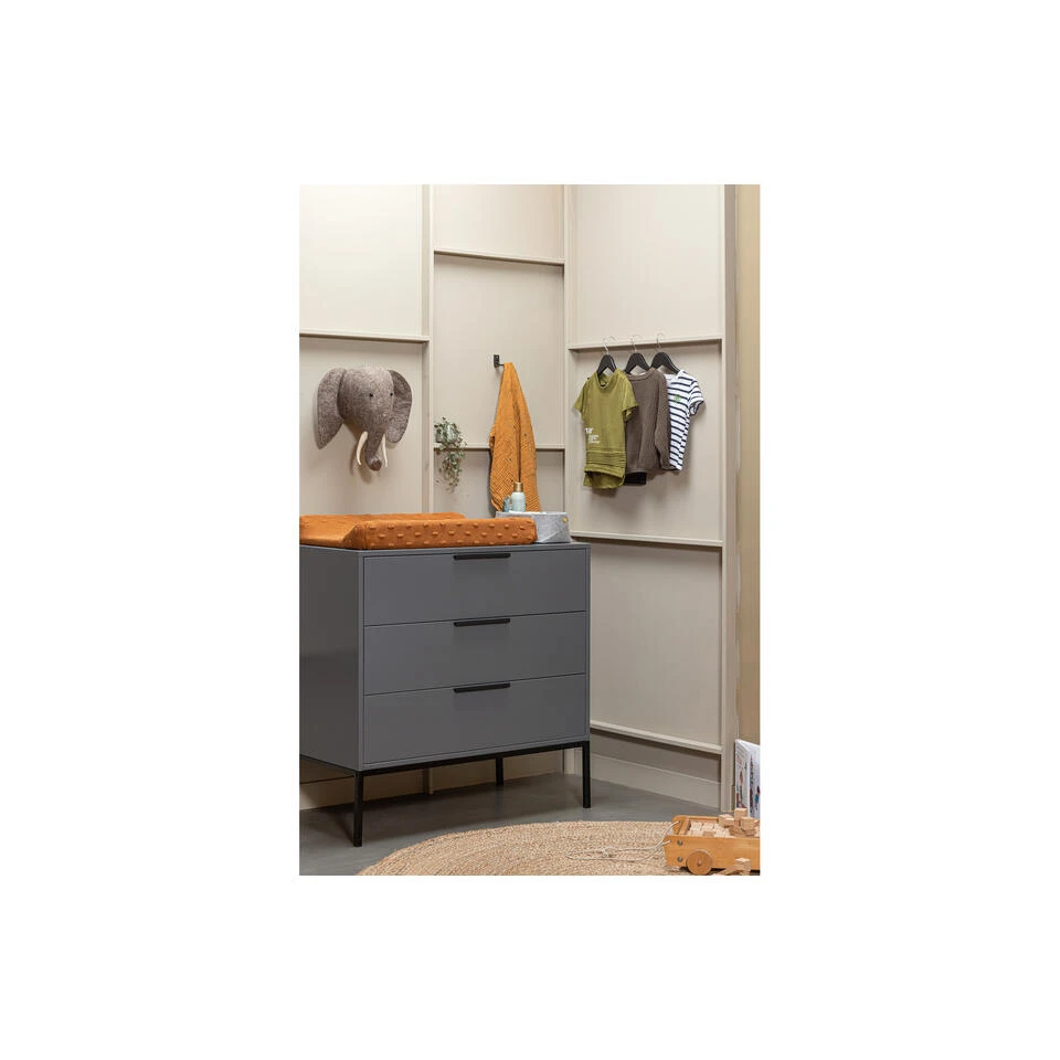 WOOOD Adam Ladekast - Grenen - Staal Grijs - 93x94x52 - Afbeelding 3