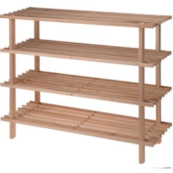 Merkloos Schoenenrek - Hout - 4-laags - 77 X 26 X 65 Cm