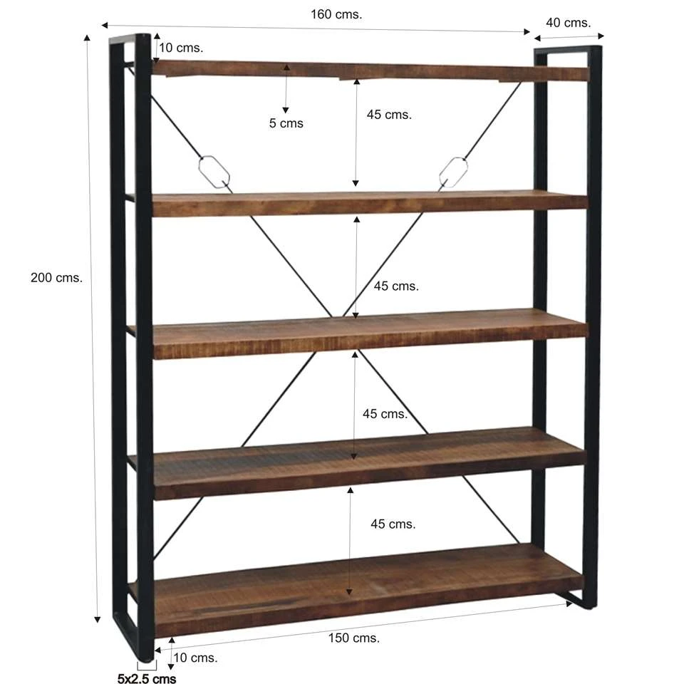 Livingfurn - Boekenkast Strong - 200cm - Mangohout - Bruin - Afbeelding 2