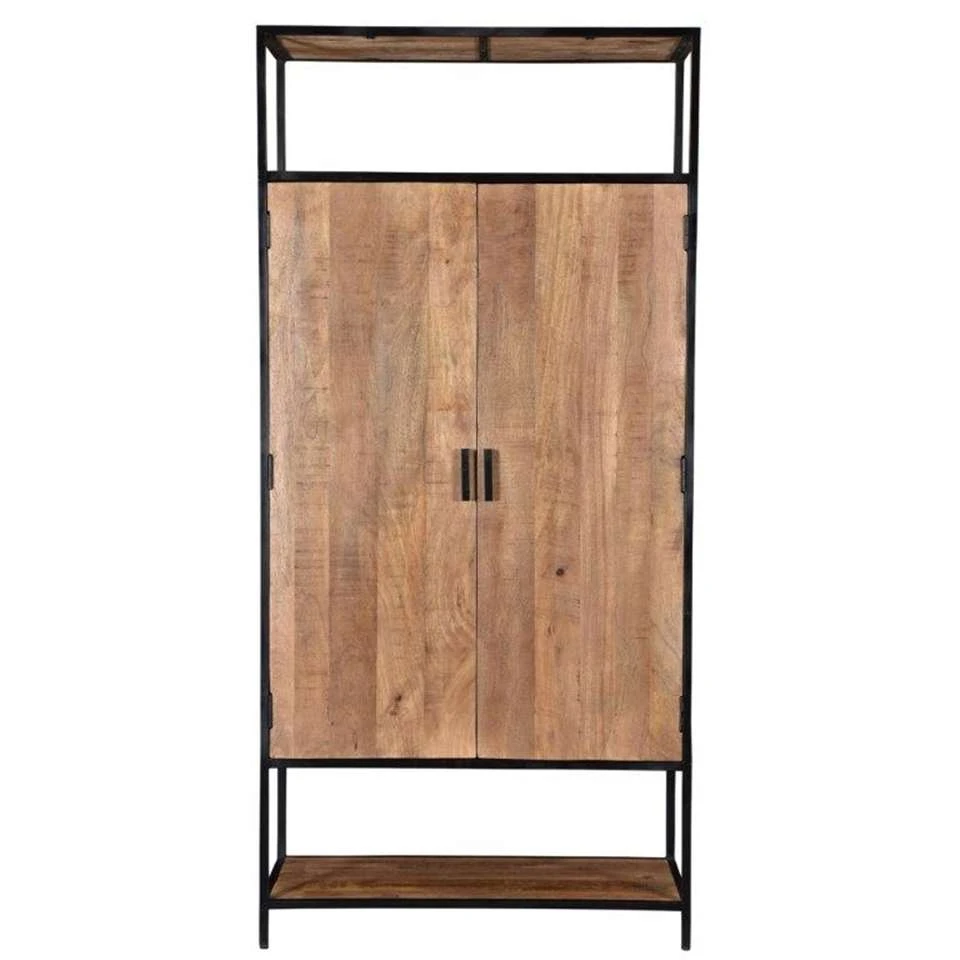 Livingfurn - Kabinetkast Sturdy 2 Deurs - 100cm - Mangohout En Gecoat Staal - Afbeelding 2