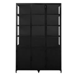 Vitrinekast Met Glas - Metaal - 50x150x230cm - Vitrinekast Lott Zwart - Giga