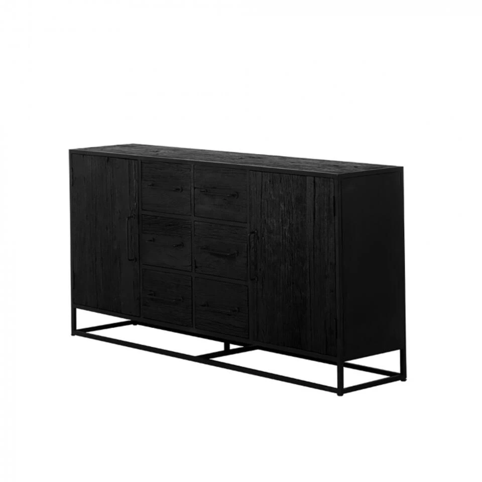 Giga Meubel Dressoir Zwart Hout - 180x40x90cm - Pure Black - Afbeelding 2