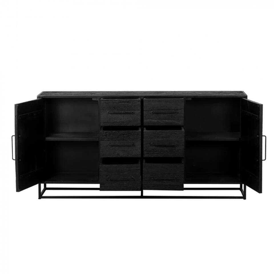 Giga Meubel Dressoir Zwart Hout - 180x40x90cm - Pure Black - Afbeelding 3