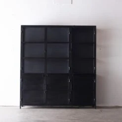 Giga Meubel Vitrinekast Zwart Metaal - 6-deurs - Glas/Metaal - Lotte