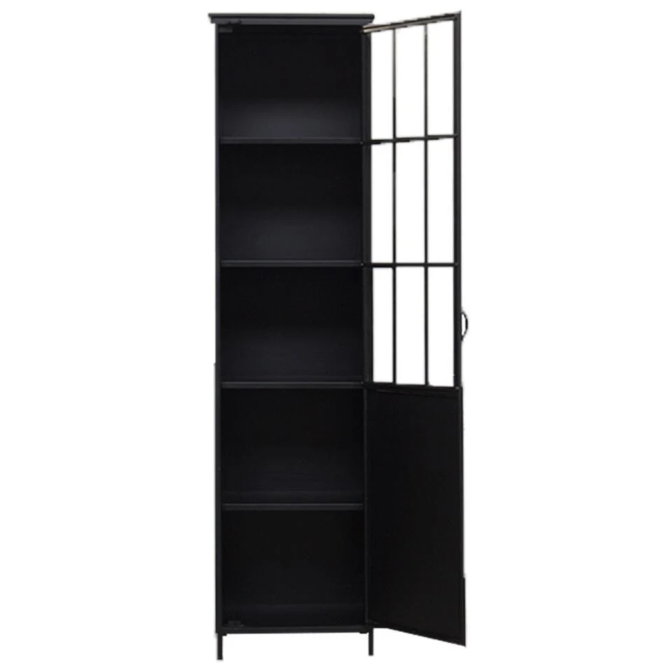 Giga Meubel Vitrinekast Metaal - Zwart - 55x42x210cm - Noortje - Afbeelding 4