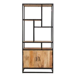 Industriële Boekenkast Legacy - 35x84x188 Cm - Mangohout - Bruin