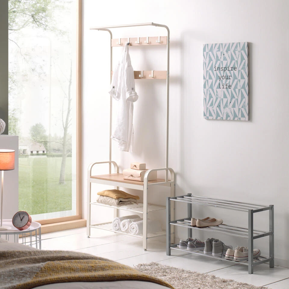 ACAZA Schoenenrek Voor 12 Paar Schoenen, 3 Niveaus, Gebroken Wit, Grijs - Afbeelding 2