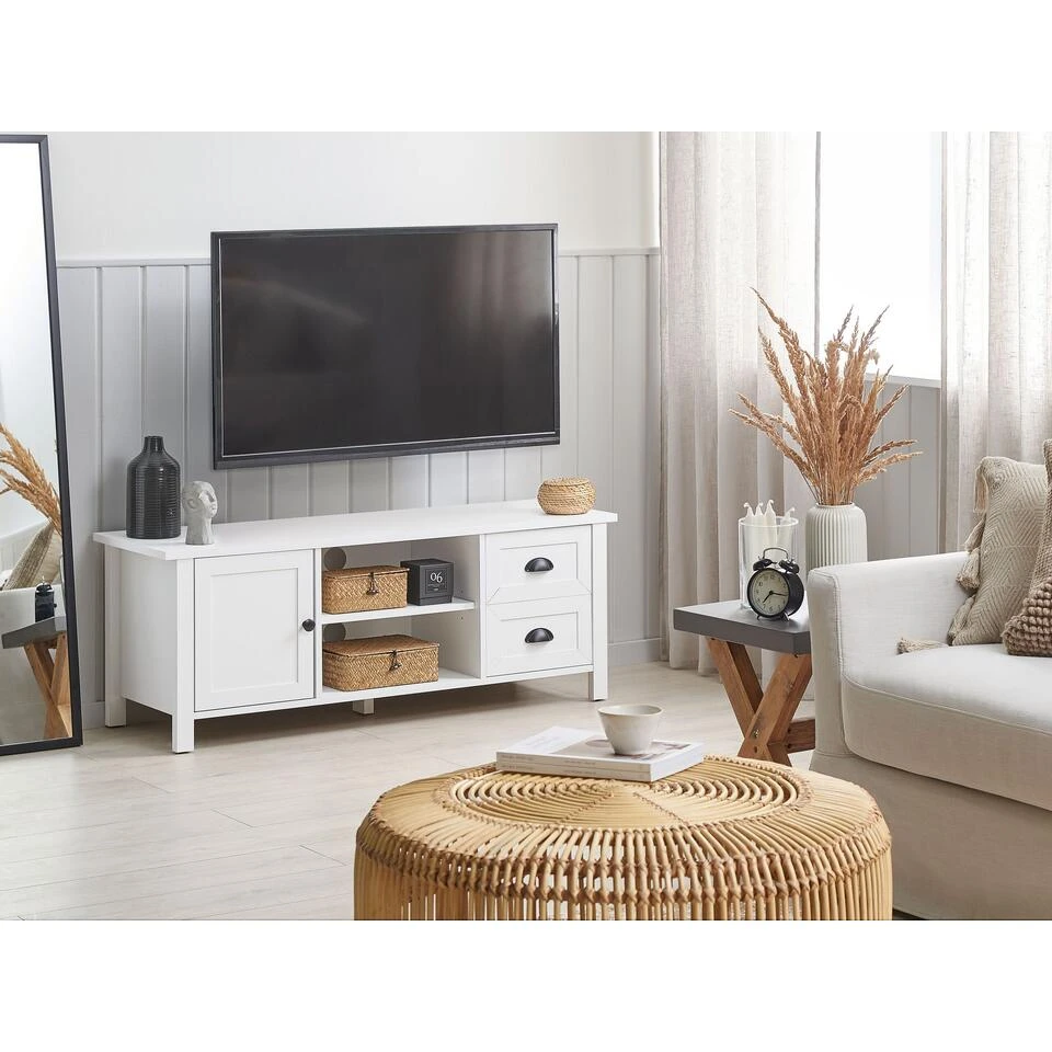 Beliani TV-kast HONOLULU - Wit Vezelplaat - Afbeelding 2