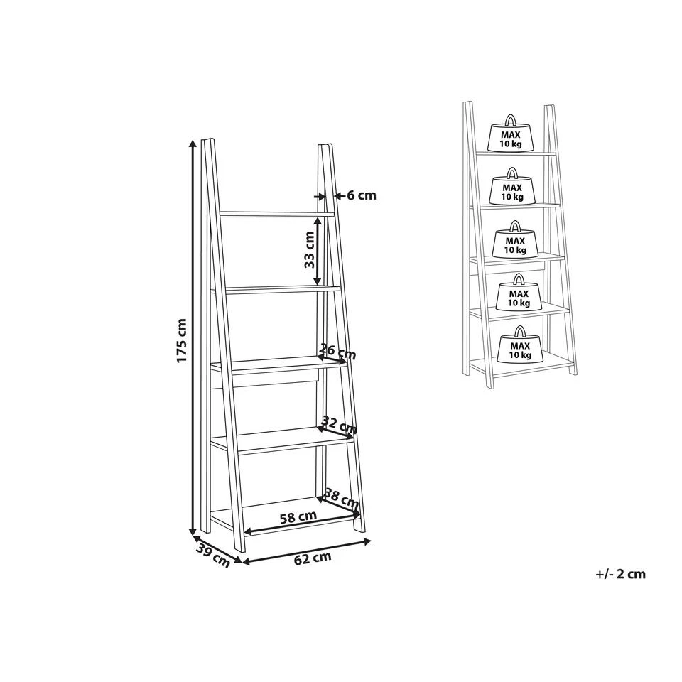 Beliani Ladderkast WILTON - Donkere Houtkleur Vezelplaat - Afbeelding 3