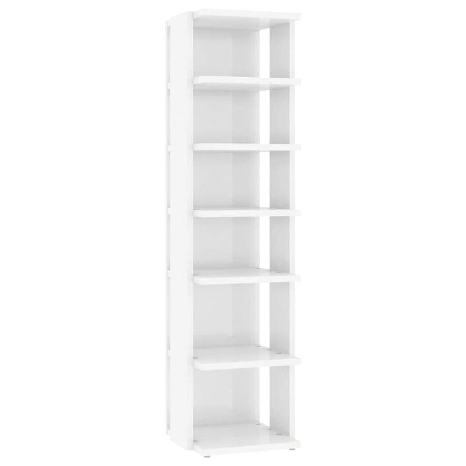 VidaXL Schoenenkast 27,5x27x102 Cm Bewerkt Hout Hoogglans Wit