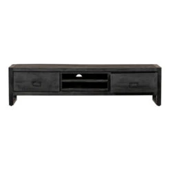 TV Meubel Stockton Black 180cm - Mangohout - Zwart - Rechthoekig