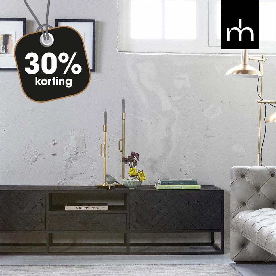 TV Meubel Sienna 210cm - Mangohout - Zwart - Rechthoekig - Afbeelding 2