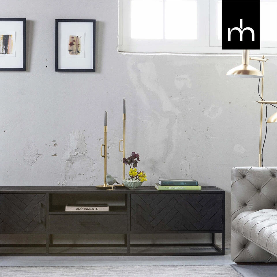 TV Meubel Sienna 210cm - Mangohout - Zwart - Rechthoekig - Afbeelding 3