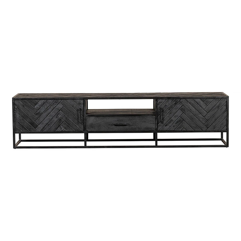 TV Meubel Sienna 210cm - Mangohout - Zwart - Rechthoekig - Afbeelding 4