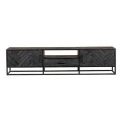 TV Meubel Sienna 210cm - Mangohout - Zwart - Rechthoekig