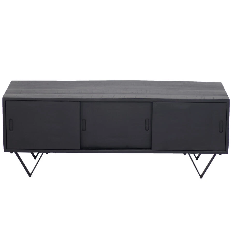 Giga Meubel Tv-Meubel Zwart - Mangohout - 120x40x60cm - Schuifdeuren