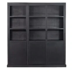 Giga Meubel Vitrinekast Metaal Zwart - 180x44x200cm - 3 Deurs - James