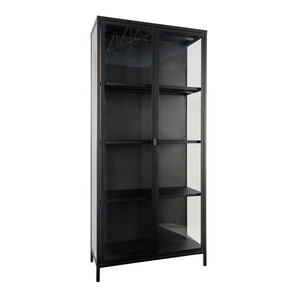 Giga Meubel Vitrinekast Metaal Zwart - 35x80x175cm - Kast Brisbane - Afbeelding 3