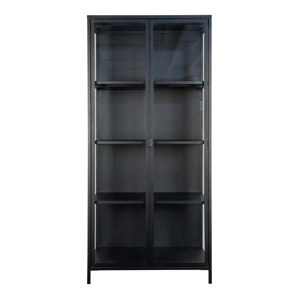 Giga Meubel Vitrinekast Metaal Zwart - 35x80x175cm - Kast Brisbane