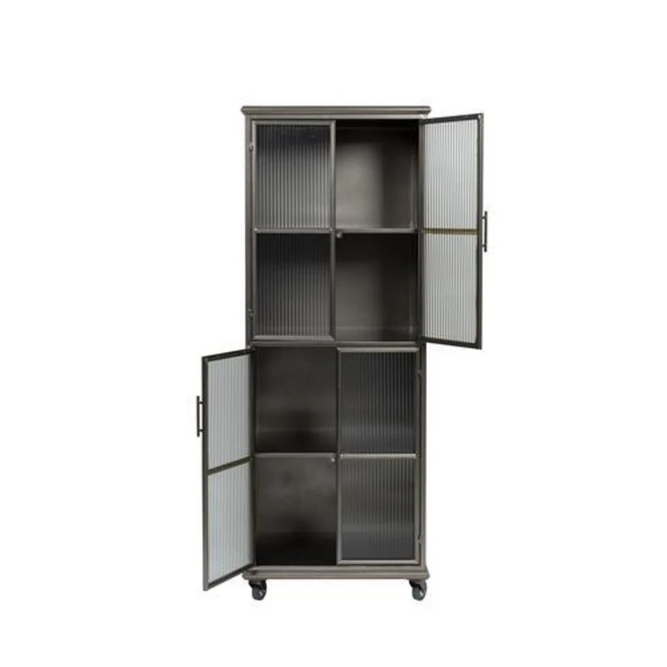 Giga Meubel Vitrinekast Zwart - 4 Planken - Metaal - Kast Jiro - Afbeelding 2