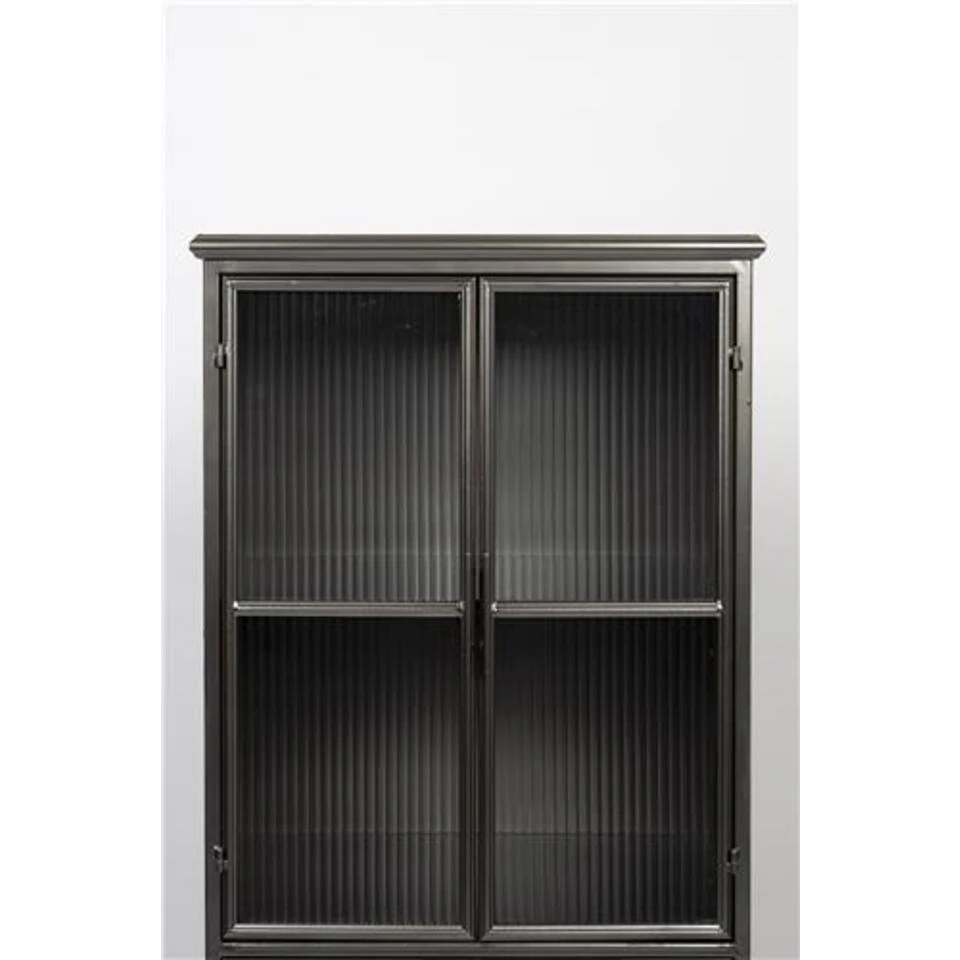 Giga Meubel Vitrinekast Zwart - 4 Planken - Metaal - Kast Jiro - Afbeelding 3