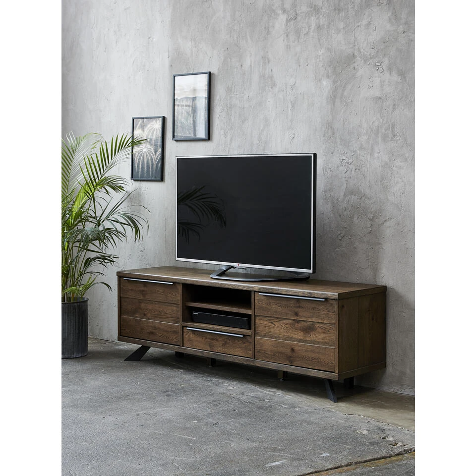 Giga Meubel Tv Meubel Donkerbruin - 42x169,8x55cm - Eikenhout - Meubel Arno - Afbeelding 2