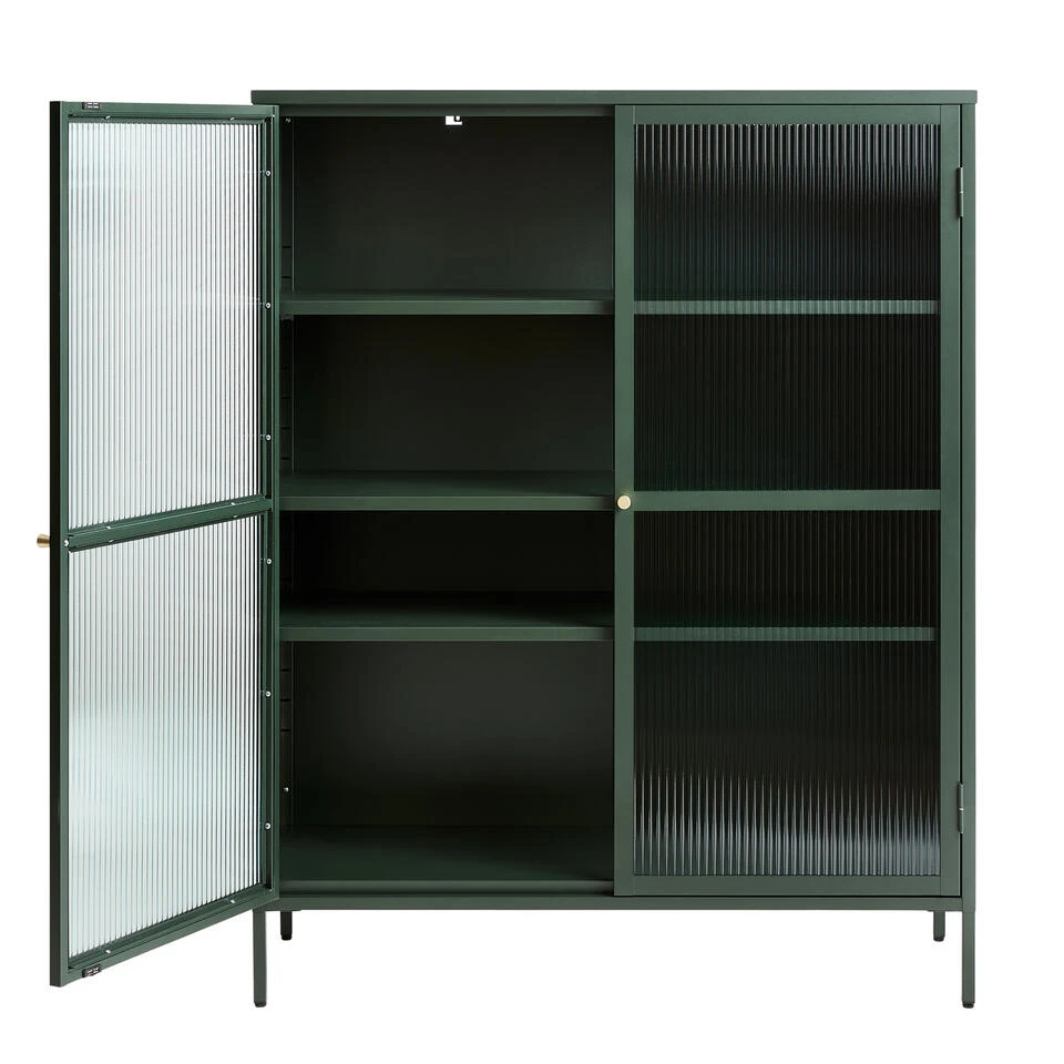 Giga Meubel Vitrinekast Groen - 40x110,9x140cm - Metaal - Kast Bronco - Afbeelding 3