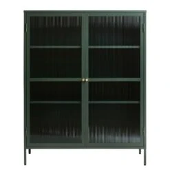Giga Meubel Vitrinekast Groen - 40x110,9x140cm - Metaal - Kast Bronco