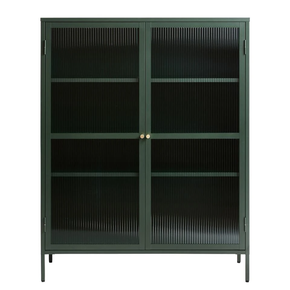 Giga Meubel Vitrinekast Groen - 40x110,9x140cm - Metaal - Kast Bronco