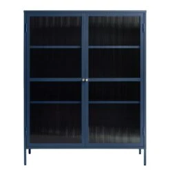 Giga Meubel Vitrinekast Blauw - 40x110,9x140cm - Metaal - Kast Bronco