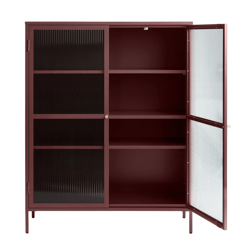 Giga Meubel Vitrinekast Rood - 40x110,9x140cm - Metaal - Kast Bronco - Afbeelding 3