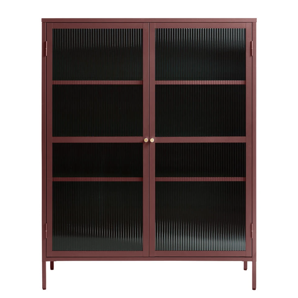 Giga Meubel Vitrinekast Rood - 40x110,9x140cm - Metaal - Kast Bronco