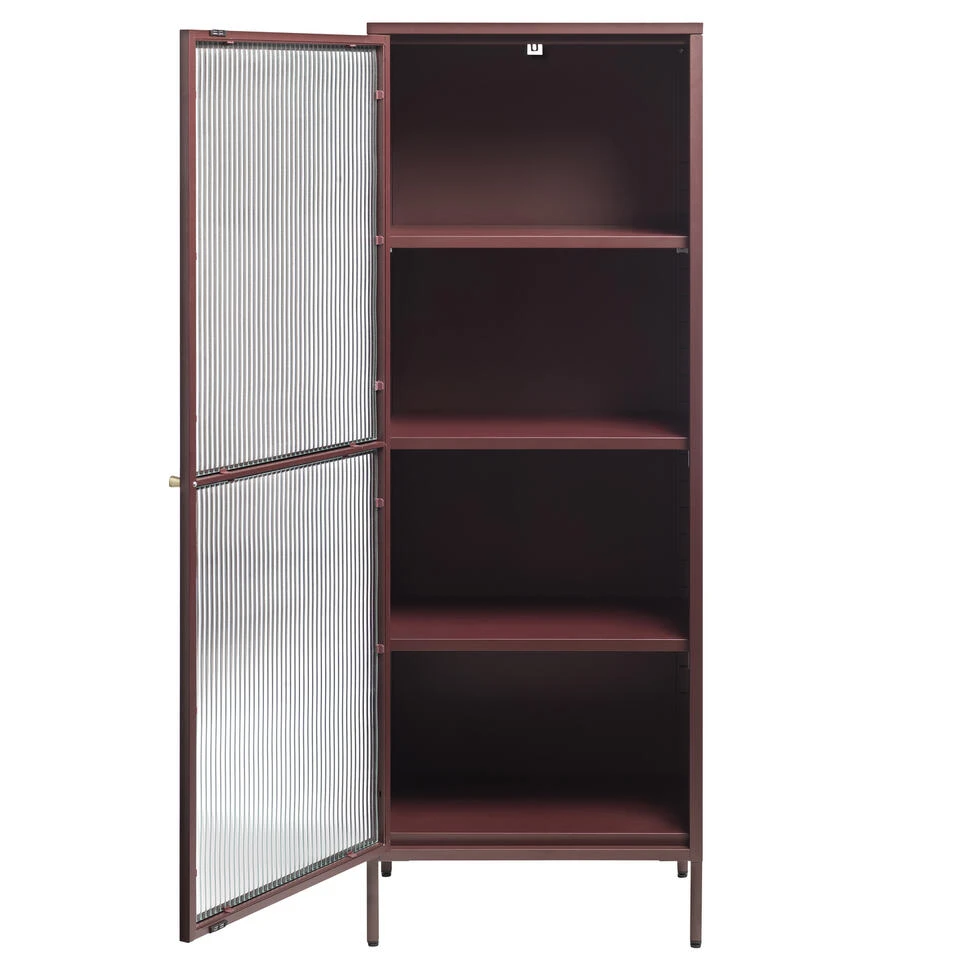 Giga Meubel Vitrinekast Rood - 40x58x160cm - Metaal - Kast Bronco - Afbeelding 2