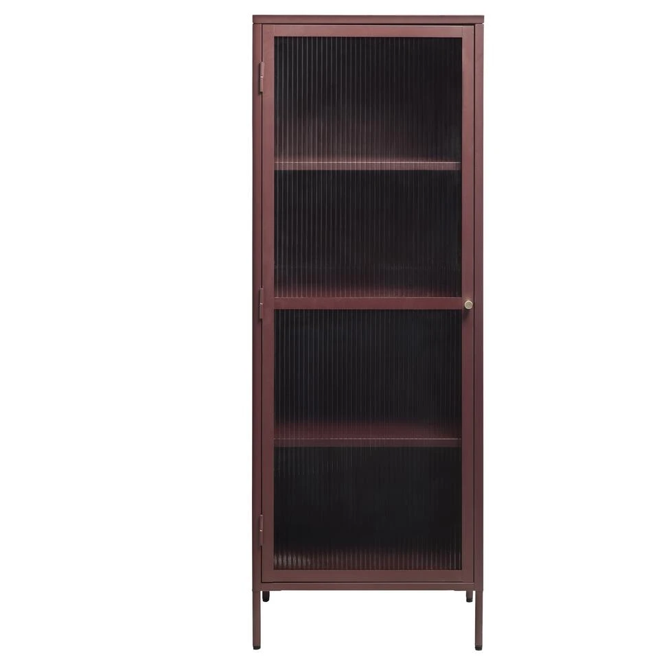 Giga Meubel Vitrinekast Rood - 40x58x160cm - Metaal - Kast Bronco