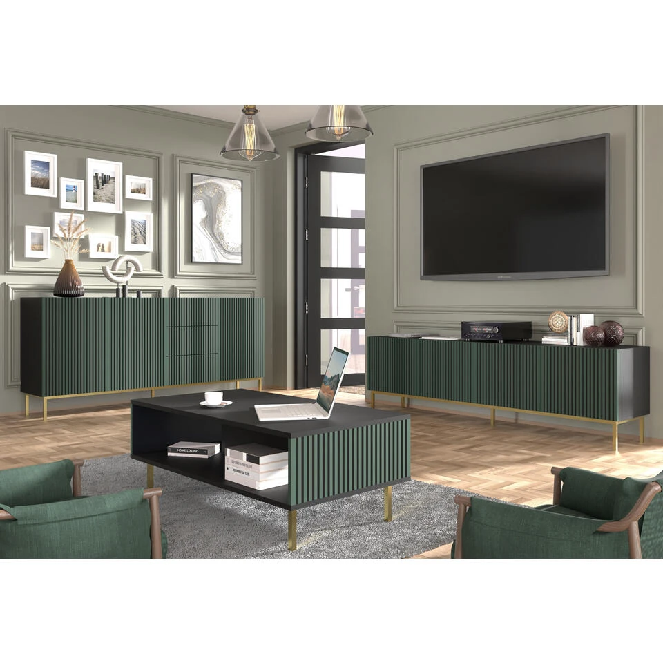 Dressoir Ravenna F Painted MDF 87x200x42 Groen - Afbeelding 4