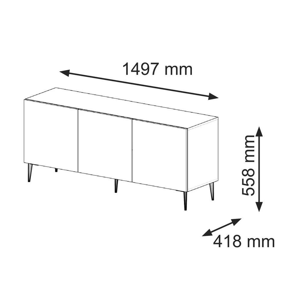 TV Meubel Ravenna B Foil MDF 56x150x42 Zwart/Beige - Afbeelding 3
