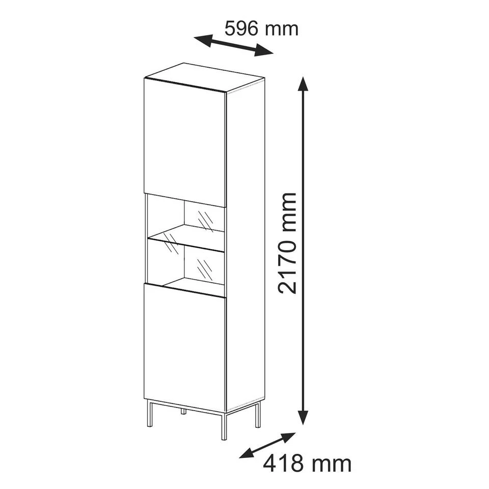 Vitrinekast Ravenna B Foil MDF 217x60x42 Wit/Goud - Afbeelding 3