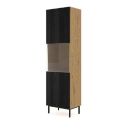 Vitrinekast Ravenna B Foil MDF 217x60x42 Zwart/Beige