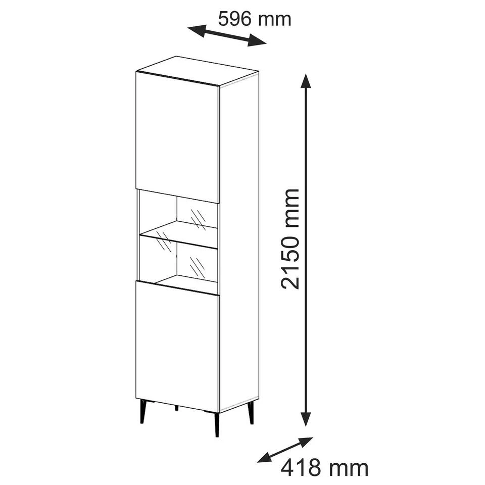 Vitrinekast Ravenna B Foil MDF 215x60x42 Wit - Afbeelding 3