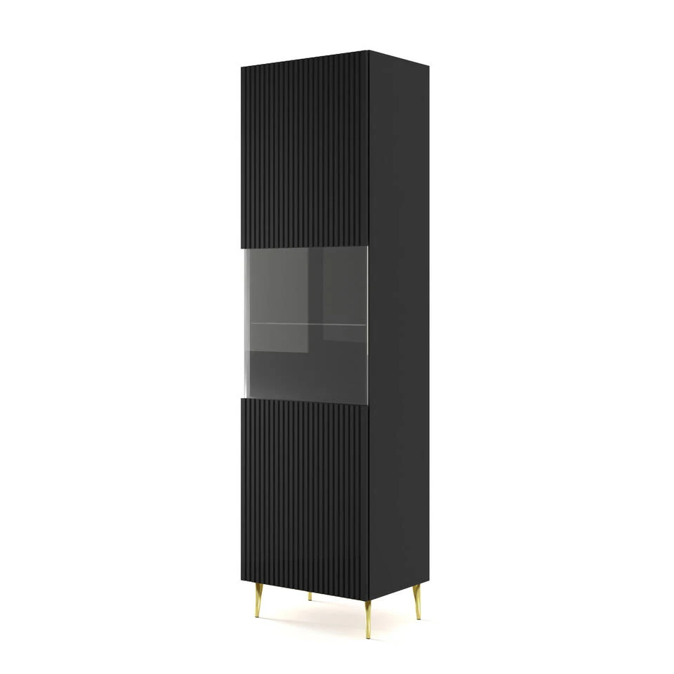 Vitrinekast Ravenna B Foil MDF 215x60x42 Zwart/Goud