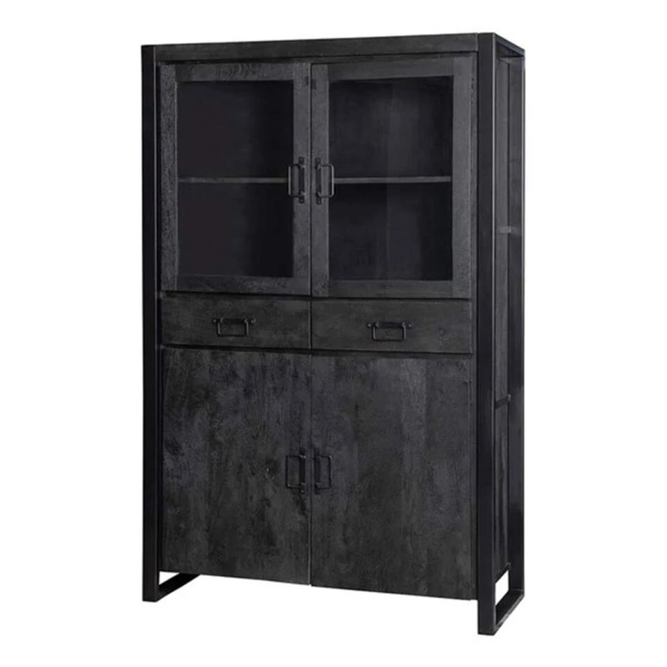 Furndea Odeon Vitrinekast Industrieel Zwart - 45x115x180 Cm