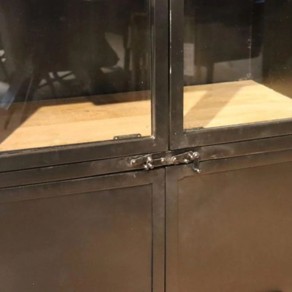 Cavetown Smalle Vitrinekast Garcia Industrieel Zwart Hout - 44x80x185 Cm - Afbeelding 3