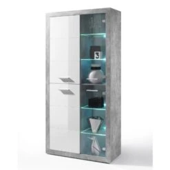 Emob Vitrinekast Inga 194 X 92 Cm - Beton/wit