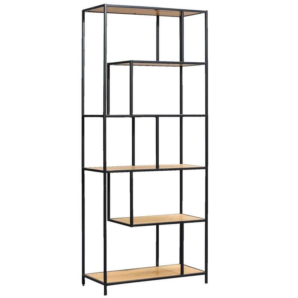 Boekenkast Jaxx - Zwart/naturel - 185x77x35 Cm - Afbeelding 2