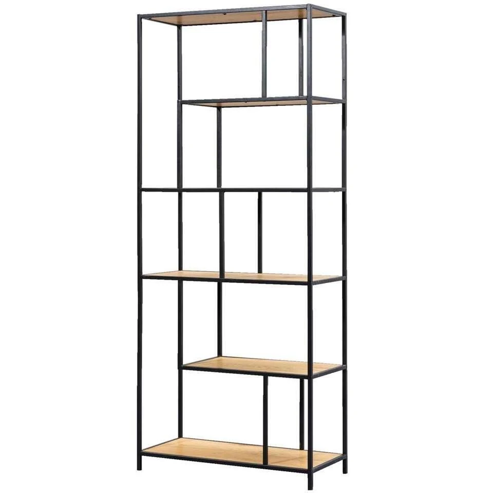 Boekenkast Jaxx - Zwart/naturel - 185x77x35 Cm - Afbeelding 3