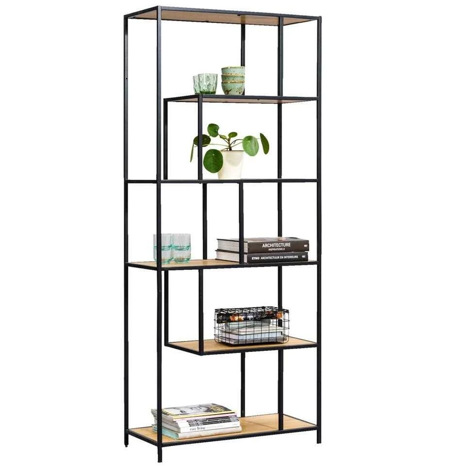 Boekenkast Jaxx - Zwart/naturel - 185x77x35 Cm - Afbeelding 4
