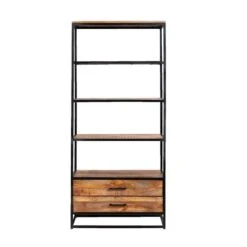 Boekenkast Logan Incl. Lades - Mangohout - 180x80x40 Cm