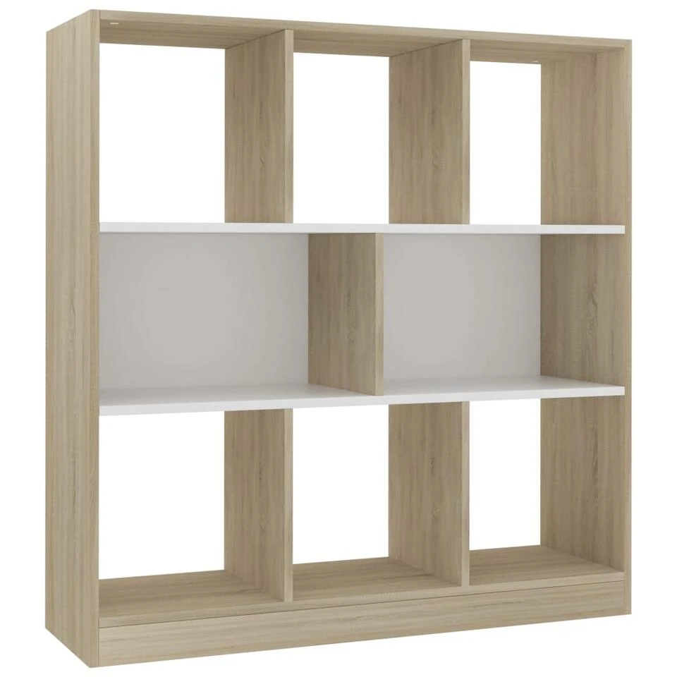 VidaXL Boekenkast 97,5x29,5x100 Cm Bewerkt Hout Wit En Eikenkleurig